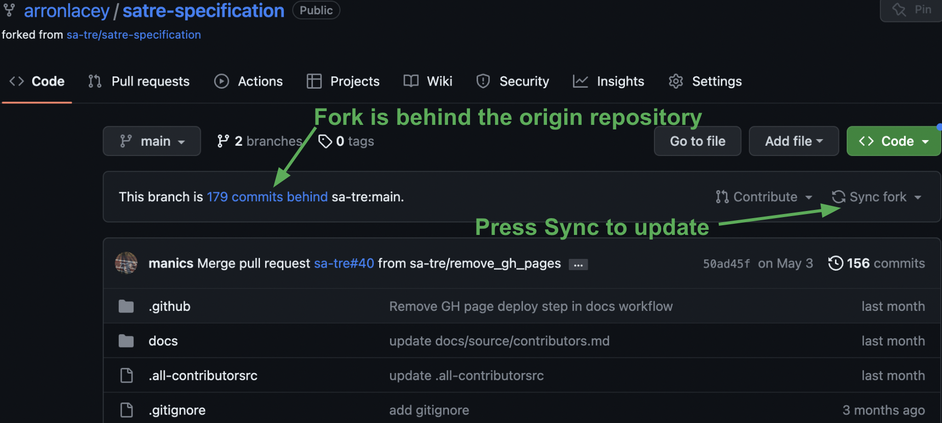 Update your fork of the SATRE repository