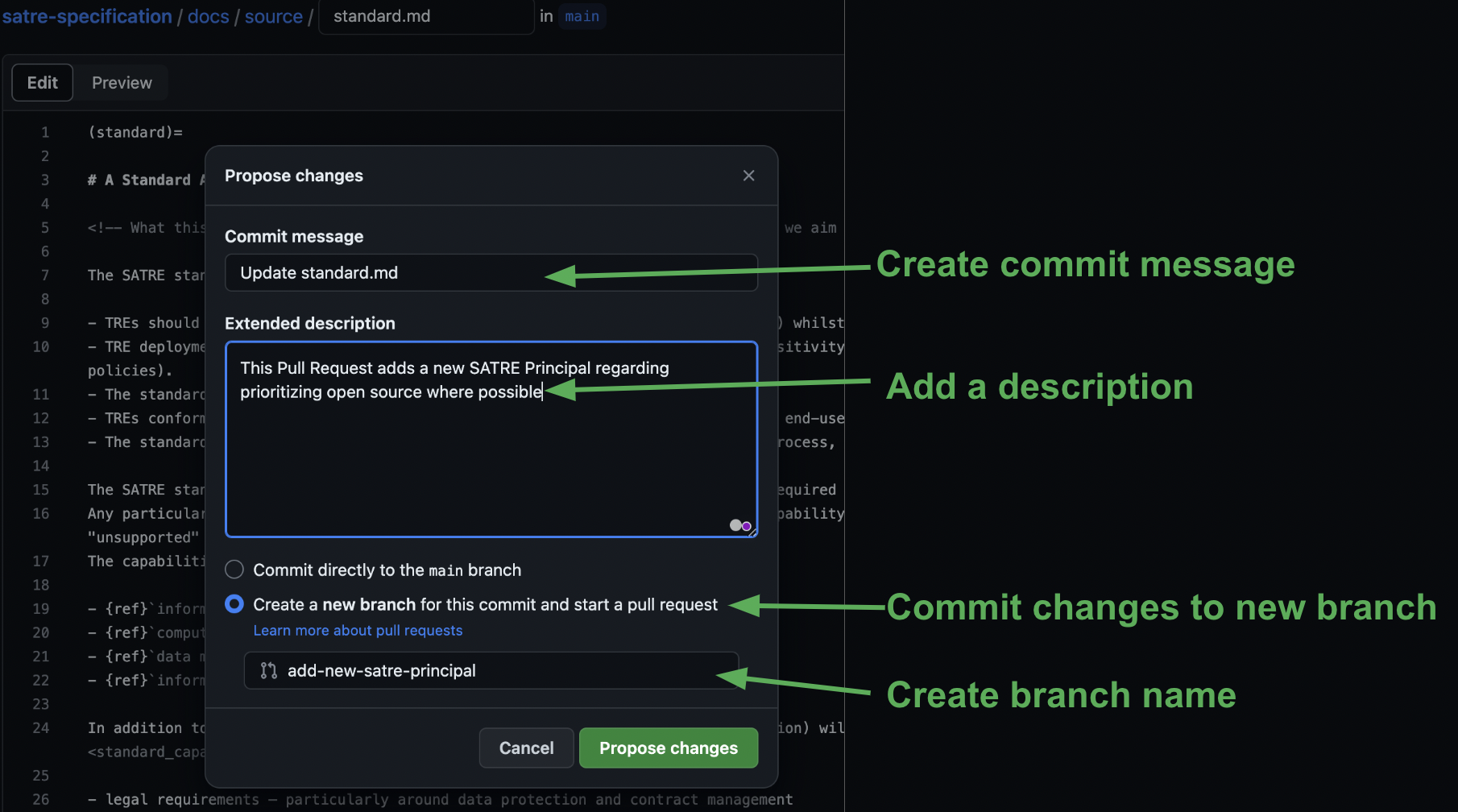 Write a message to explain your changes
